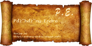Páhány Endre névjegykártya